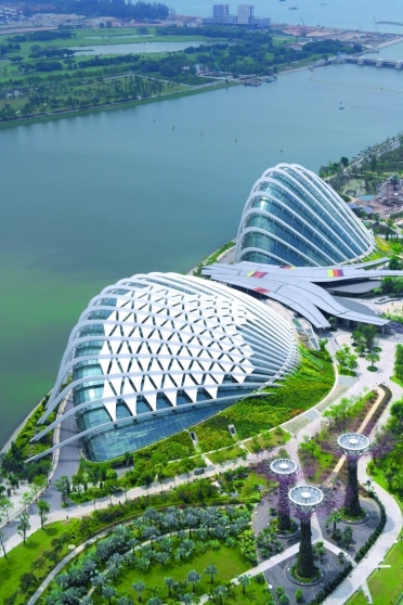 Protección solar exterior del parque Gardens by the Bay en Singapur